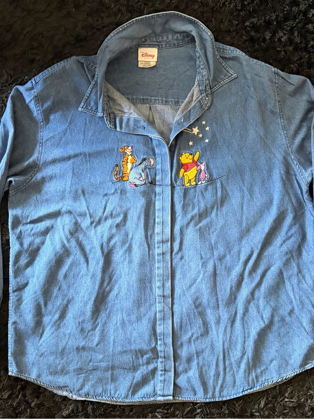 Disney Women’s Winnie the Pooh Denim Shirt - Blue